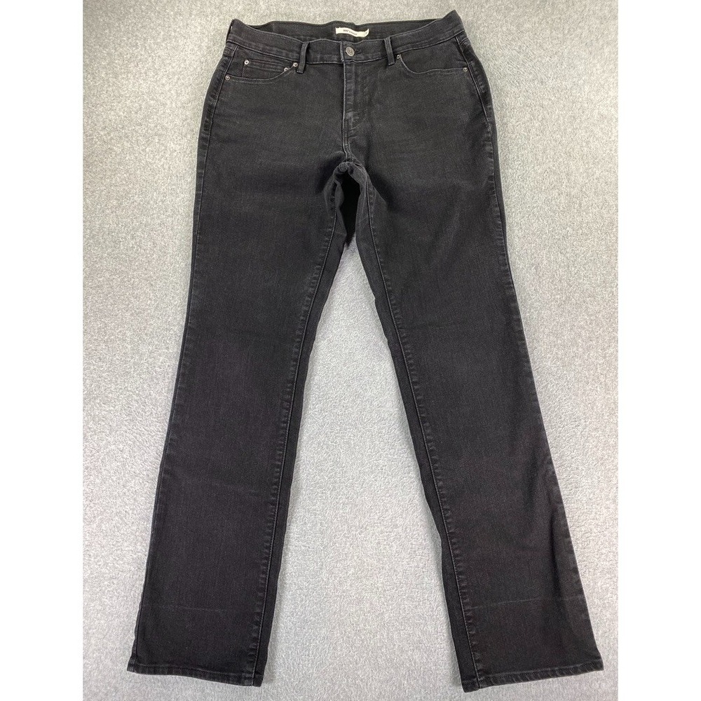 Levi's 505 Straight Womens 31 (Fits 32x33.5) Dark Wash Black Denim Mid Rise